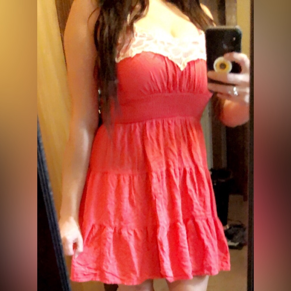 Coral flowing dress